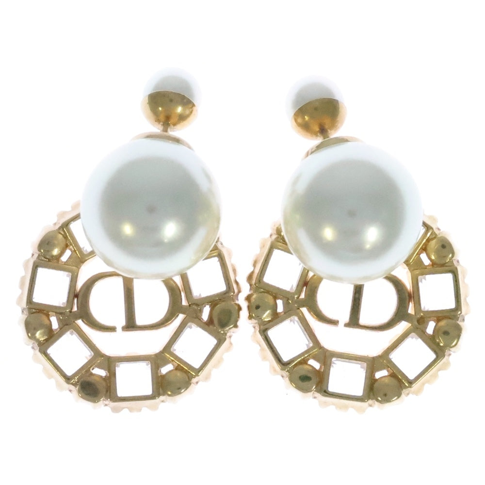 DIOR(ディオール) Tribales トライバル ロゴ メタル レジンパール ピアス ゴールド E2380WOMCY