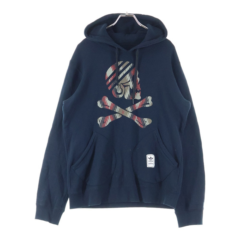 adidas(アディダス) ×NEIGHBORHOOD 15SS NH HOODY ネイバーフッド スカルロゴプリント スウェットプルオーバーパーカー フーディー ブラック S09885