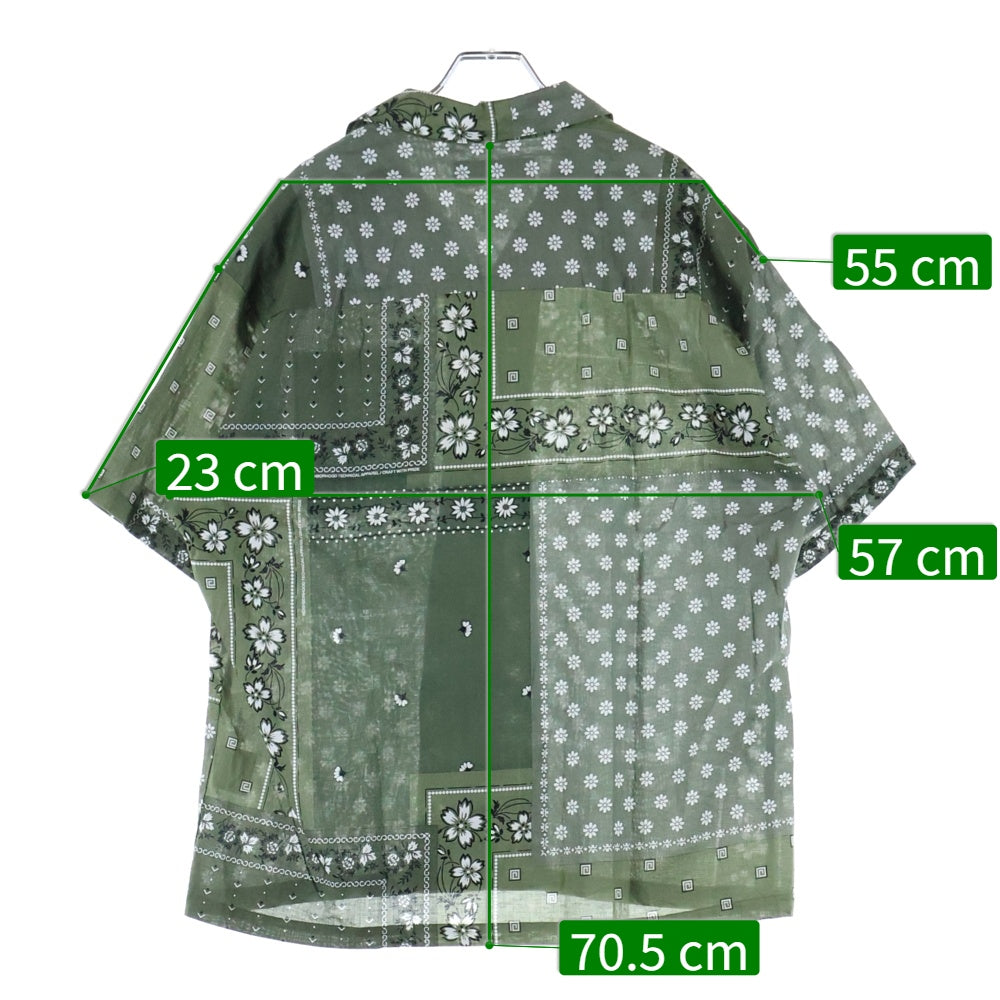 NEIGHBORHOOD(ネイバーフッド) 22SS オープン カラー ペイズリー 半袖シャツ カーキ 221TSNH-SHM05