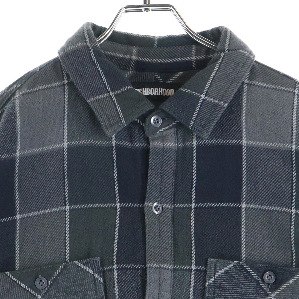 NEIGHBORHOOD(ネイバーフッド) 22SS レギュラーカラー タータンチェック ロングスリーブ 長袖 ネルシャツ グレー 221ARNH-SHM01