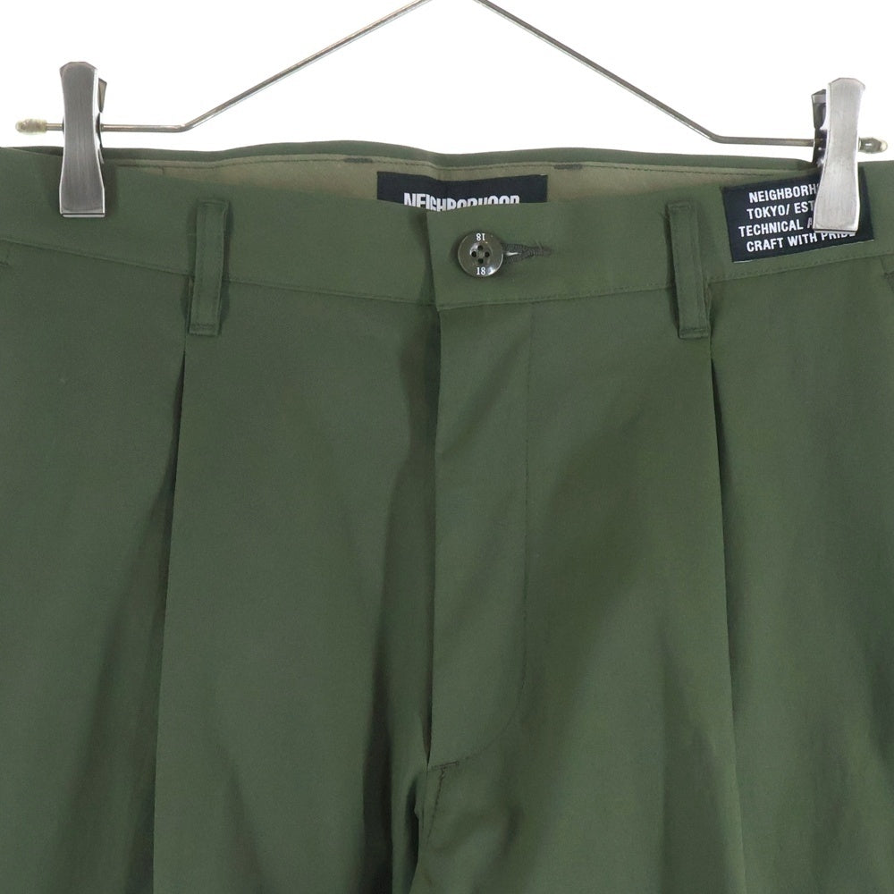 NEIGHBORHOOD(ネイバーフッド) 22SS TUCK E-PT ジップフライ ワンタック テーパード スラックス パンツ トラウザー カーキ 221AQNH-PTM03