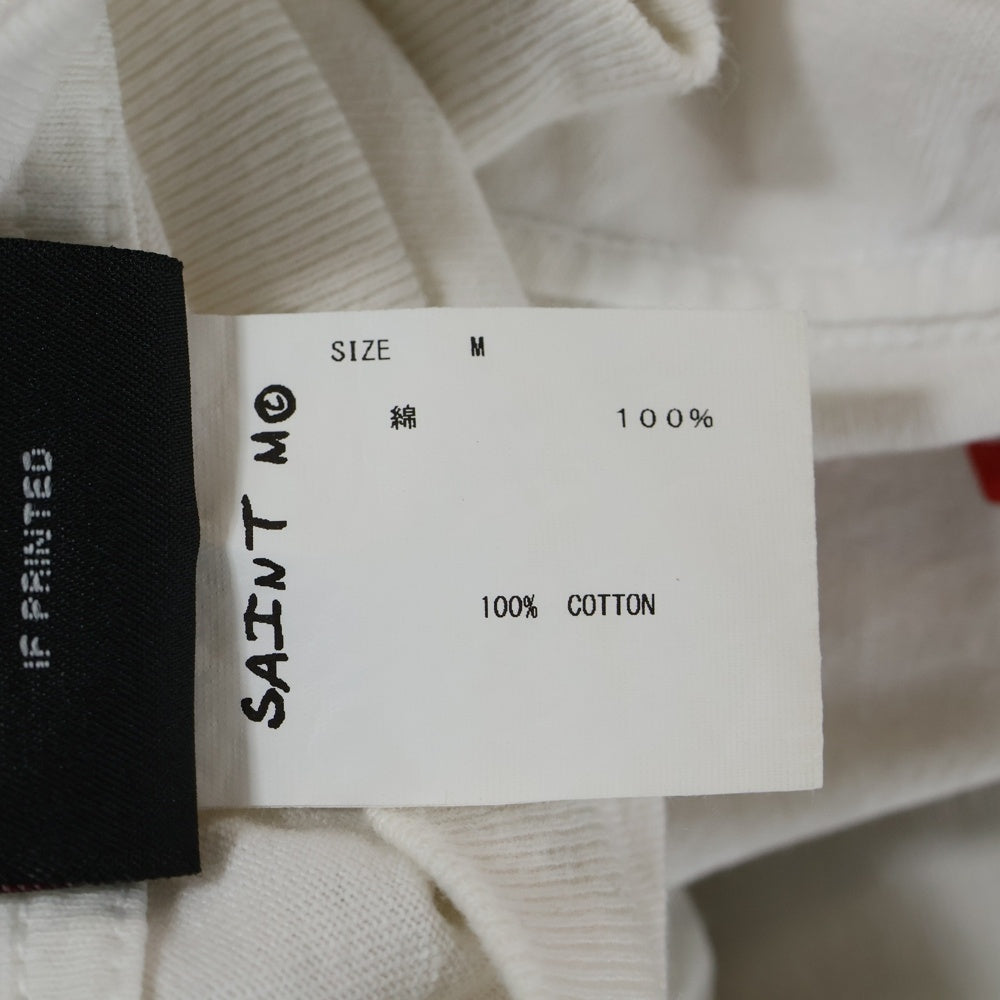 SAINT MICHAEL(セントマイケル) 21SS S/S TEE LOGO EMB ロゴプリント クルーネック 半袖Tシャツ カットソー ホワイト SM-S21-0000-007