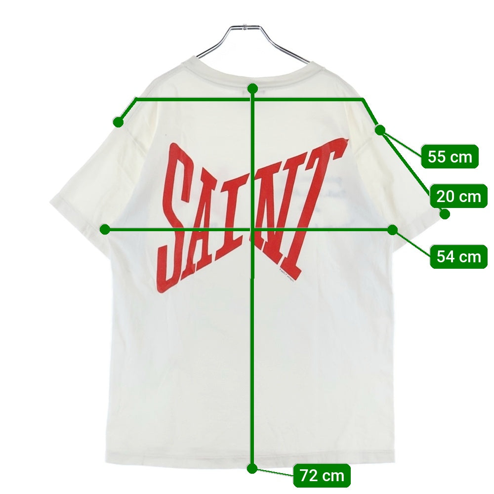 SAINT MICHAEL(セントマイケル) 21SS S/S TEE LOGO EMB ロゴプリント クルーネック 半袖Tシャツ カットソー ホワイト SM-S21-0000-007