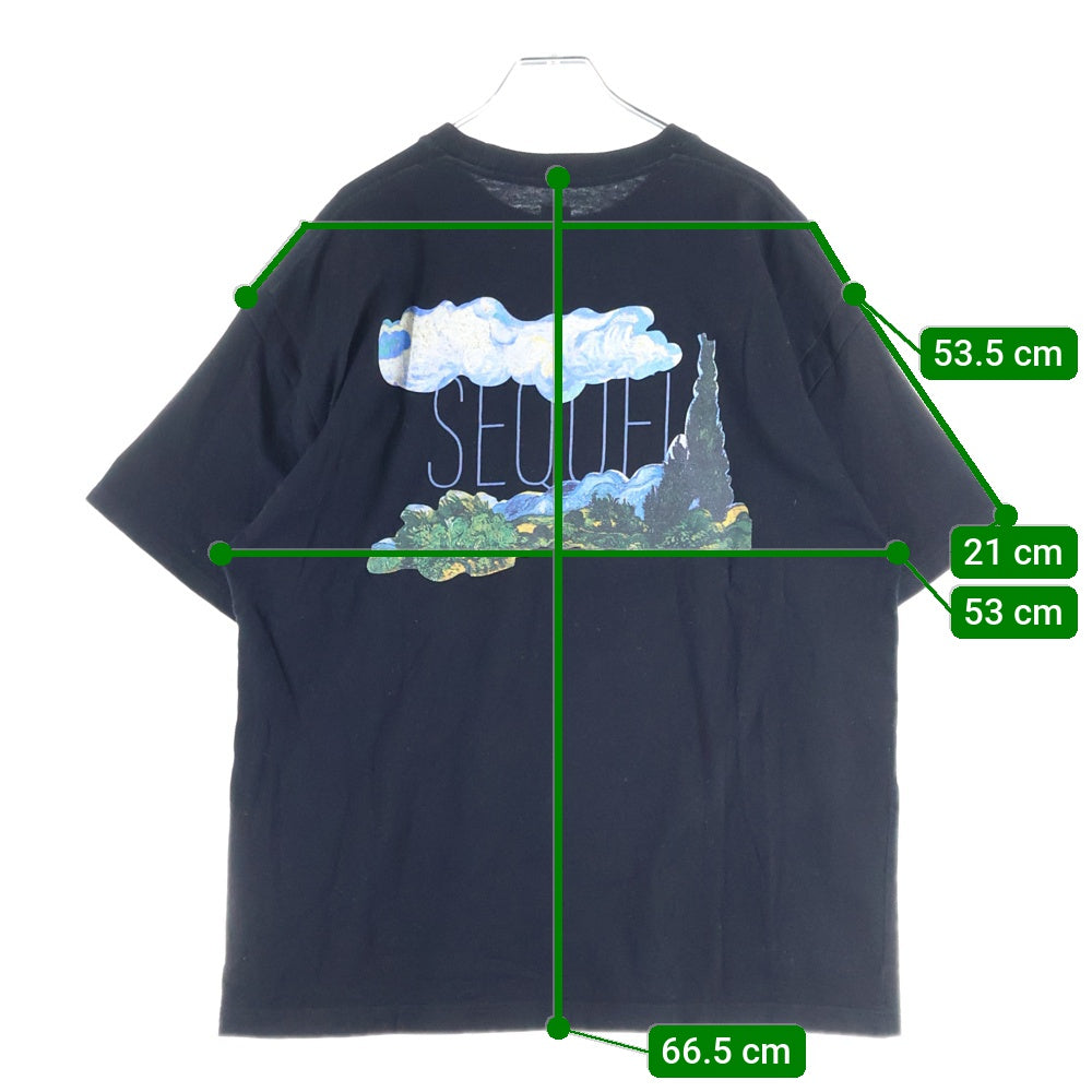SEQUEL(シークエル) 24SS オイル ペインティング ロゴプリント クルーネック 半袖Tシャツ カットソー ブラック SQ-24SS-ST-03
