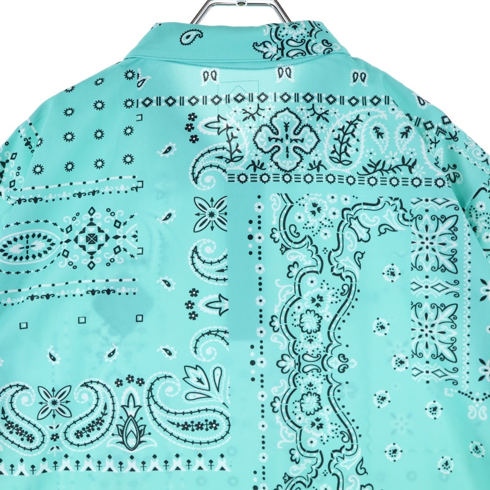 F.C.R.B./F.C.Real Bristol/FCRB(エフシーアールビー/エフシーレアルブリストル) 胸ロゴワッペン バンダナ総柄 半袖ポロシャツ ライトグリーン FCRB-230036