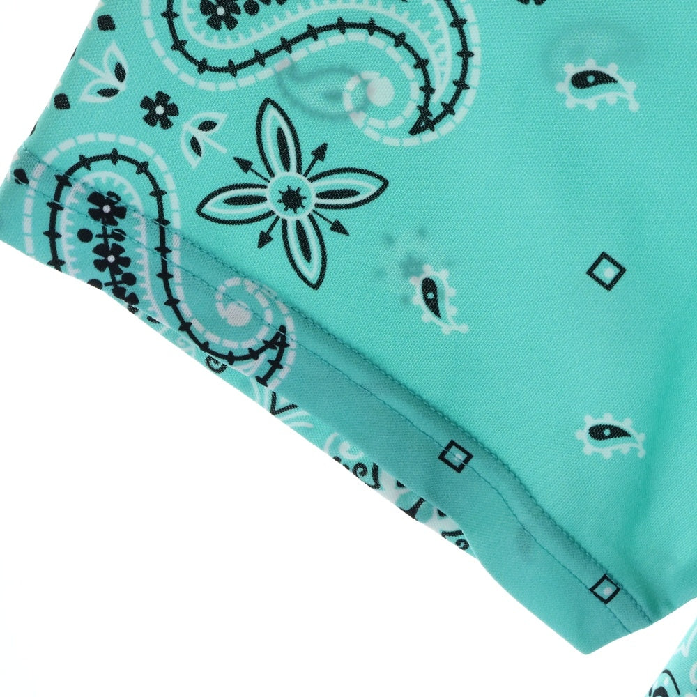 F.C.R.B./F.C.Real Bristol/FCRB(エフシーアールビー/エフシーレアルブリストル) 胸ロゴワッペン バンダナ総柄 半袖ポロシャツ ライトグリーン FCRB-230036