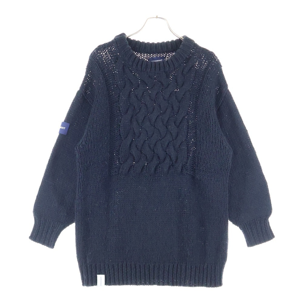 DESCENDANT(ディセンダント) 20AW FADED CABLE KNIT フェイデット ローゲージ クルーネック ケーブル ニット セーター ブラック 202MADS-KNM02