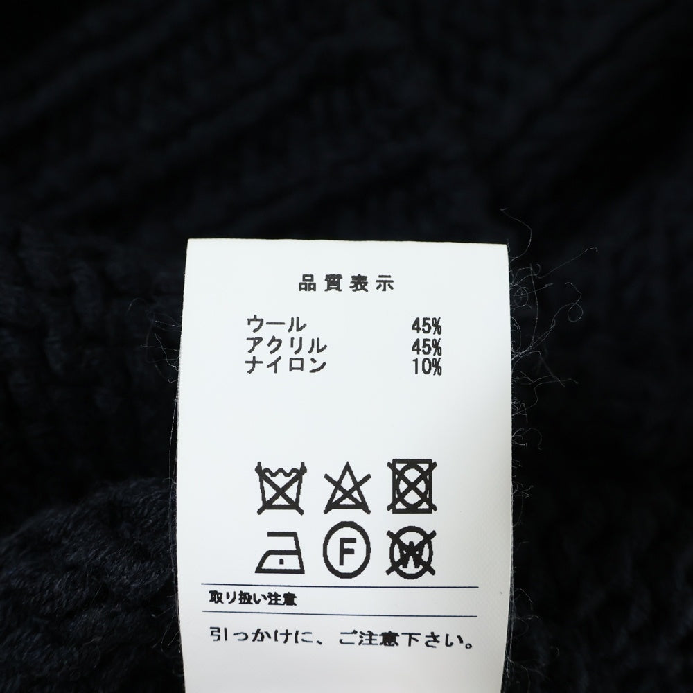 DESCENDANT(ディセンダント) 20AW FADED CABLE KNIT フェイデット ローゲージ クルーネック ケーブル ニット セーター ブラック 202MADS-KNM02