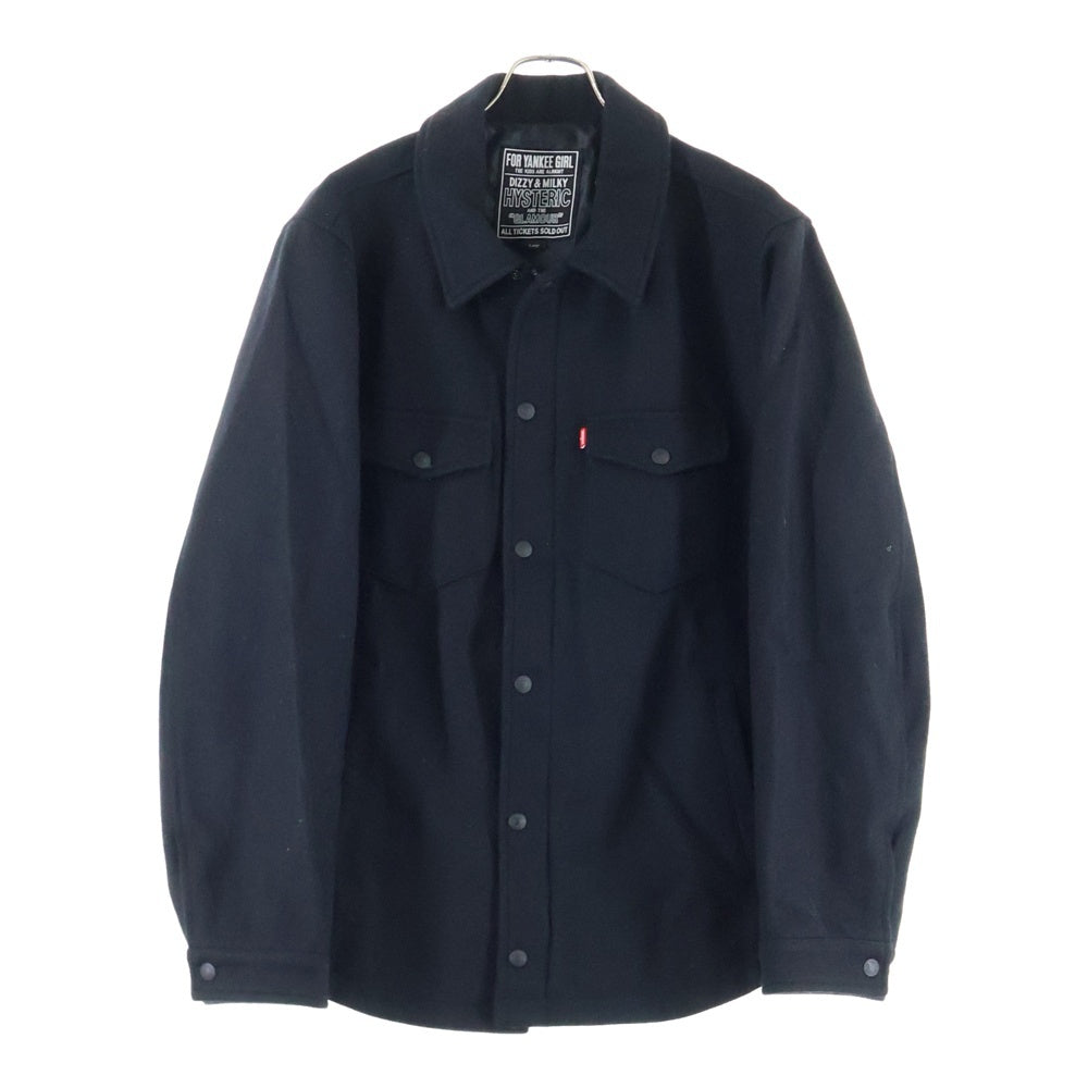 HYSTERIC GLAMOUR(ヒステリックグラマー) 23AW FIRE LOGO EMBROIDERY JAKET ファイアー ロゴ エンブロイダリー ウール ジャケット ブラック 02233AB16