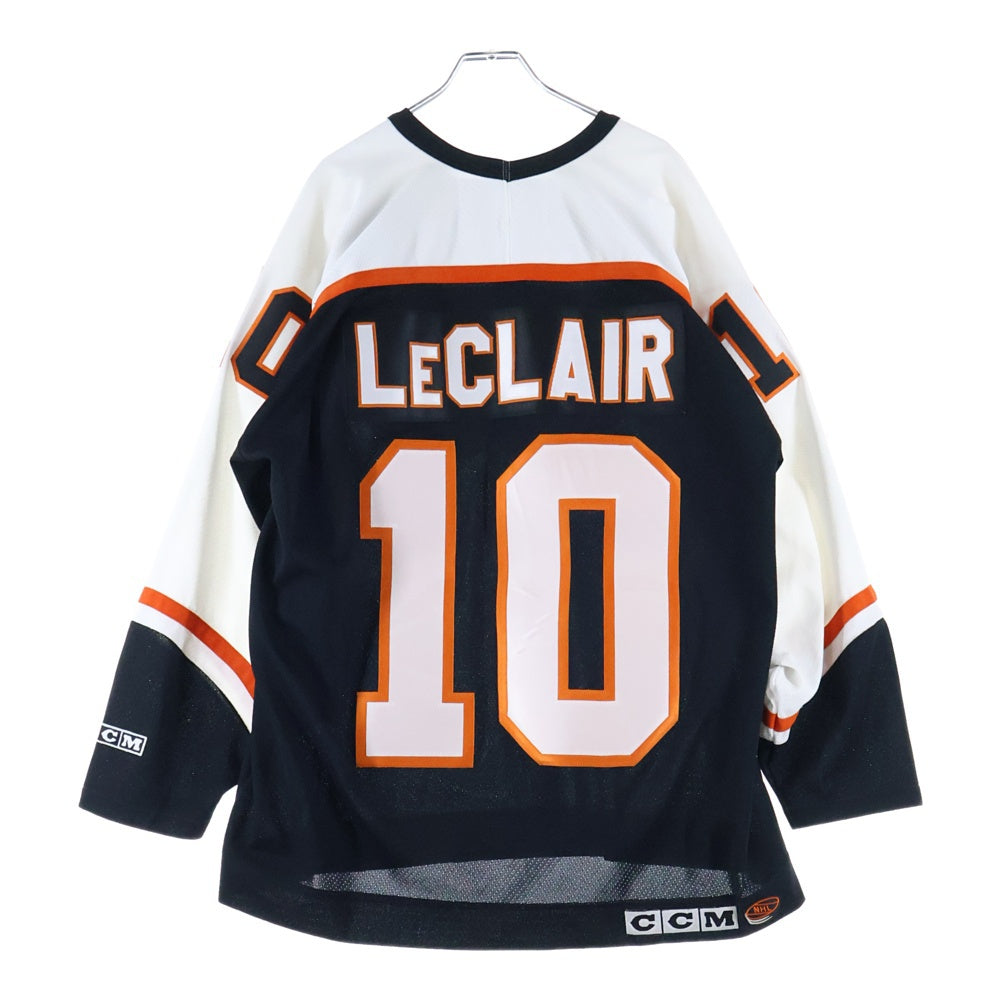 NO BRAND(ノーブランド) NHL JOHN LECLAIR フィラデルフィア フライヤーズ ホッケーゲームシャツ 長袖カットソー ブラック/オレンジ