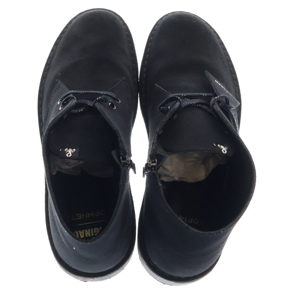 SOPHNET.(ソフネット) 24SS ×CLARKS DESERT BOOTS クラークス スウェードレザー サイドジップ デザートブーツ ブラック SOPH-240070