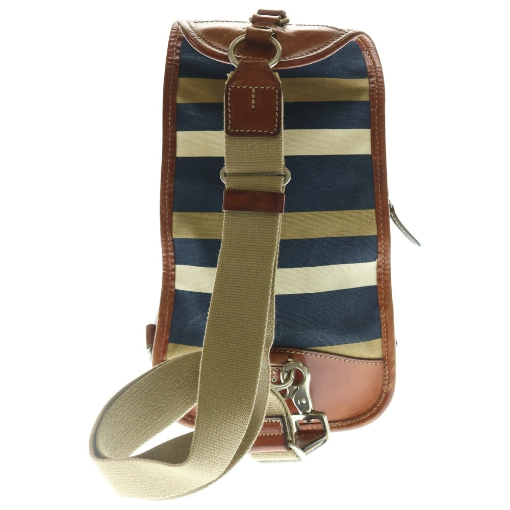 Daniel&Bob(ダニエルアンドボブ) レザー切替 マルチカラーボーダー ボディ ショルダーバッグ ネイビー/ブラウン