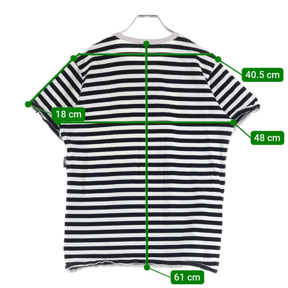 agnes b. homme(アニエスベーオム) 日本製 コットン ボーダー 半袖Tシャツ カットソー ブラック/ホワイト 8807J008