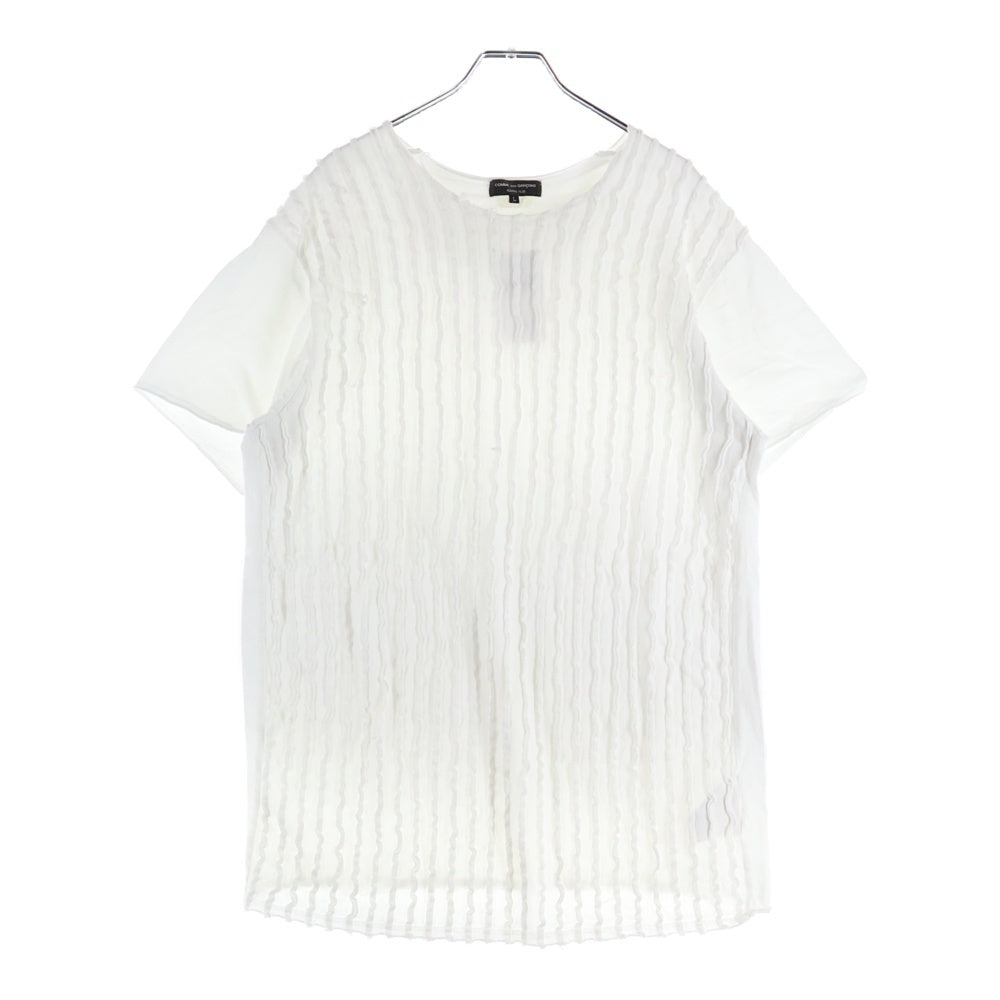 COMME des GARCONS HOMME PLUS(コムデギャルソンオムプリュス) 12SS AD2011 フリルデザイン コットン 半袖Tシャツ カットソー ホワイト PI-T033