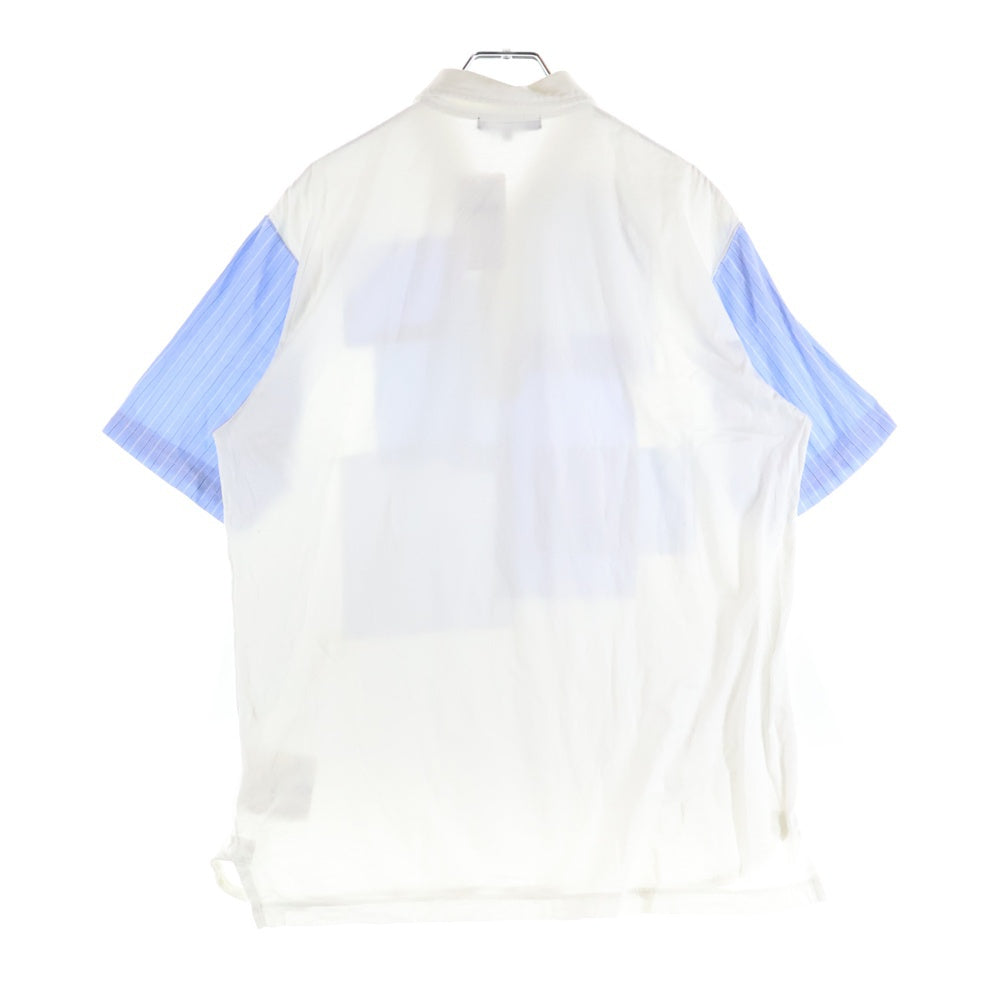 COMME des GARCONS HOMME(コムデギャルソンオム) 17SS AD2016 パッチワークデザイン コットン 半袖ポロシャツ ホワイト/ブルー HS-T003