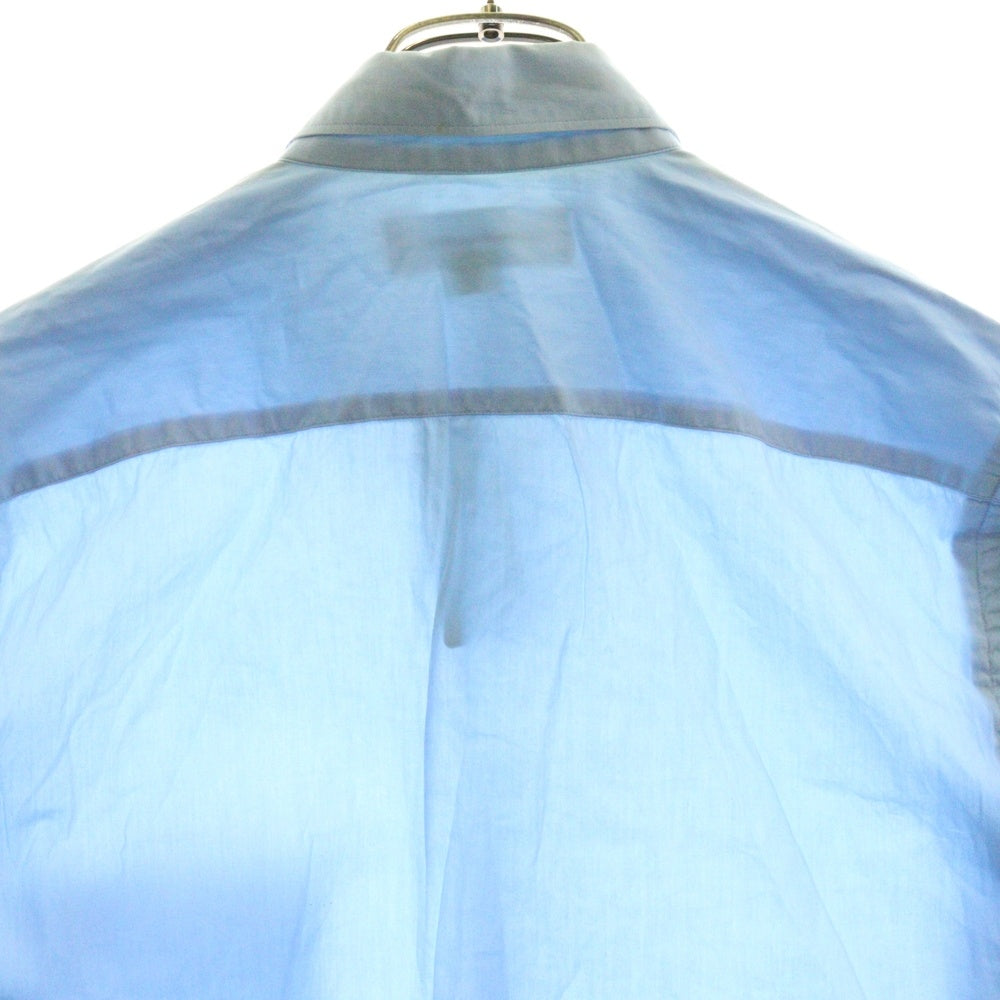 COMME des GARCONS SHIRT(コムデギャルソンシャツ) フランス製 ギンガムチェック切替 コットン 半袖シャツ ブルー S17047