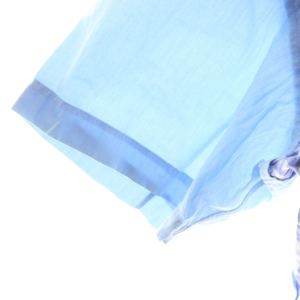 COMME des GARCONS SHIRT(コムデギャルソンシャツ) フランス製 ギンガムチェック切替 コットン 半袖シャツ ブルー S17047