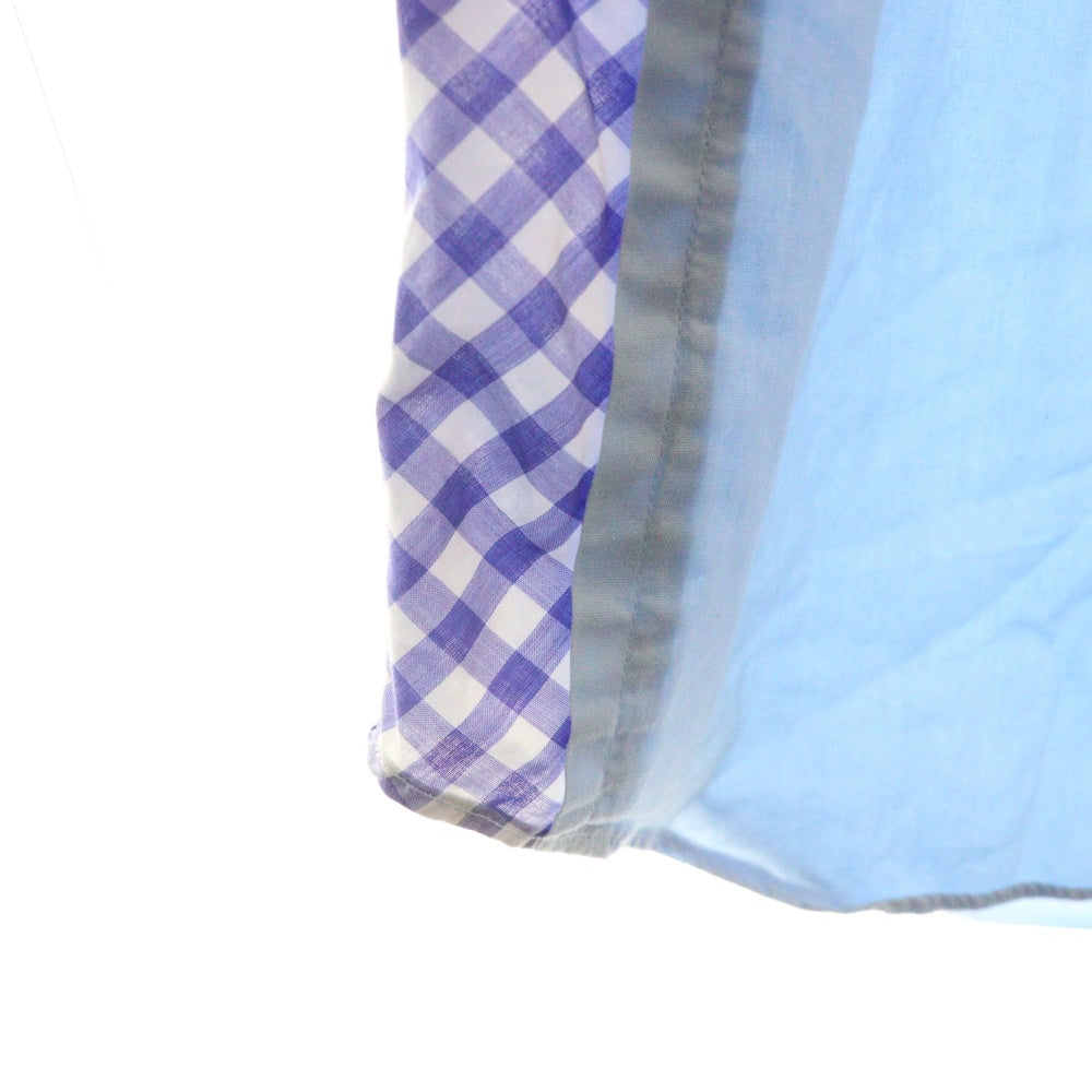 COMME des GARCONS SHIRT(コムデギャルソンシャツ) フランス製 ギンガムチェック切替 コットン 半袖シャツ ブルー S17047