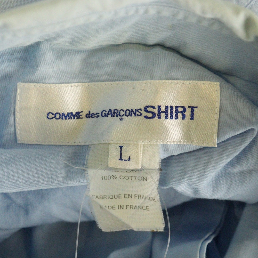 COMME des GARCONS SHIRT(コムデギャルソンシャツ) フランス製 ギンガムチェック切替 コットン 半袖シャツ ブルー S17047