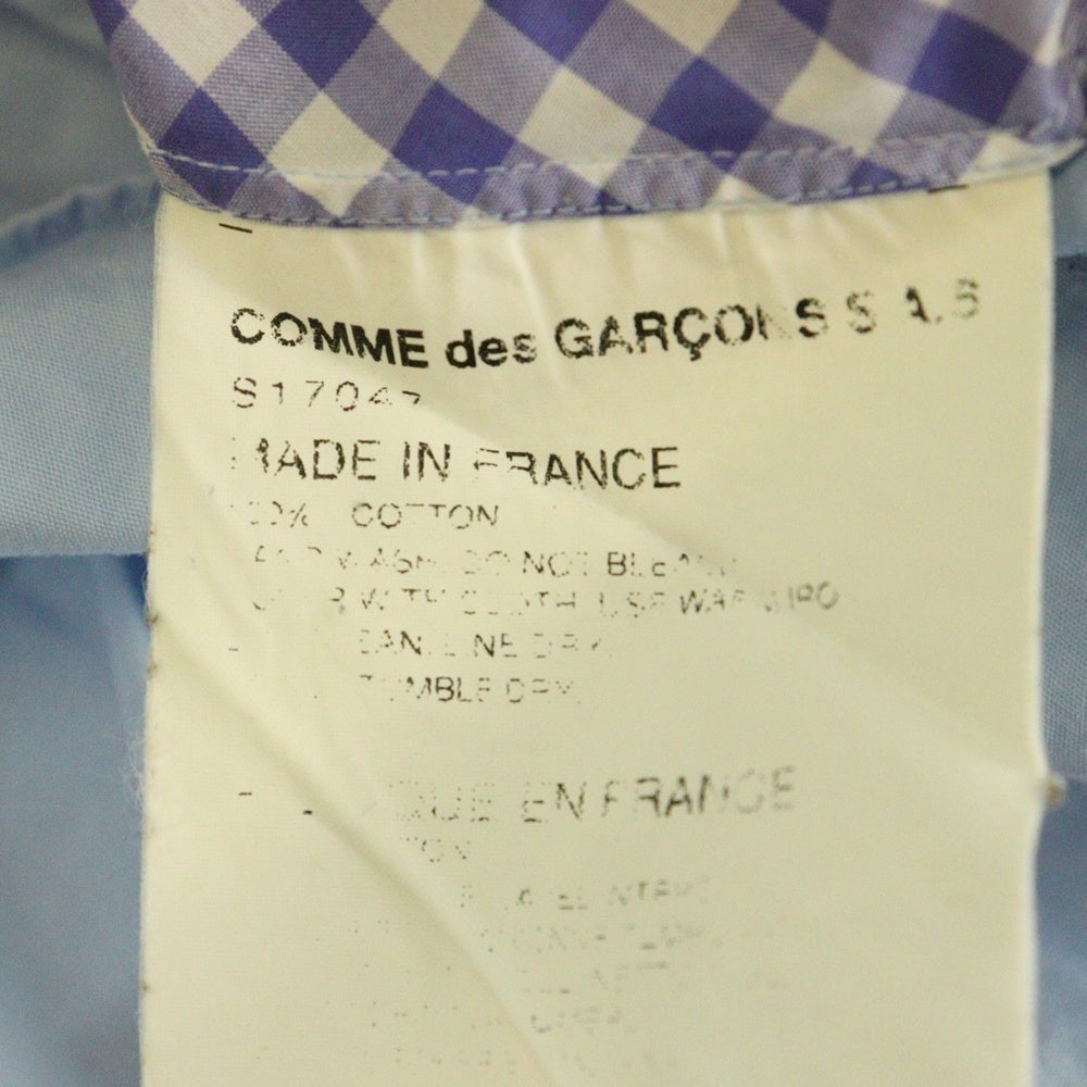 COMME des GARCONS SHIRT(コムデギャルソンシャツ) フランス製 ギンガムチェック切替 コットン 半袖シャツ ブルー S17047