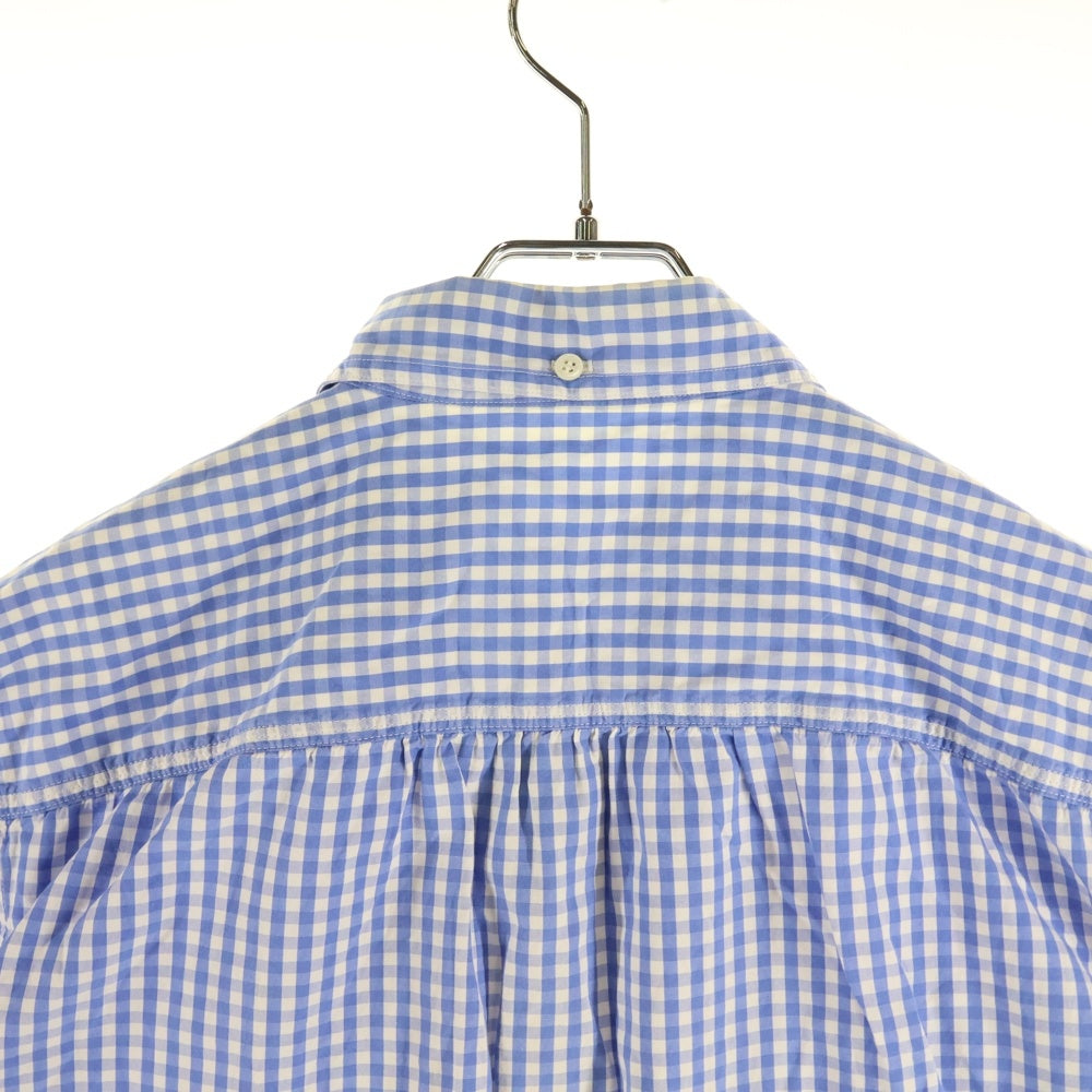 GANRYU(ガンリュウ) 13SS AD2012 異素材切替 ギンガムチェック コットン 半袖シャツ ブルー EK-B019