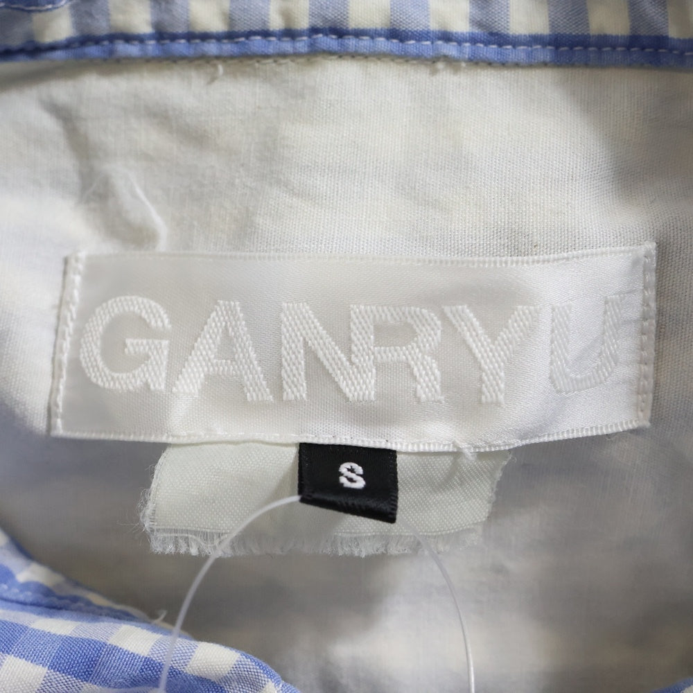 GANRYU(ガンリュウ) 13SS AD2012 異素材切替 ギンガムチェック コットン 半袖シャツ ブルー EK-B019