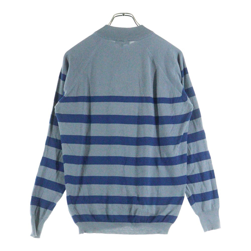 JOHN SMEDLEY(ジョンスメドレー) UK製 ボーダー コットンニット セーター ブルー