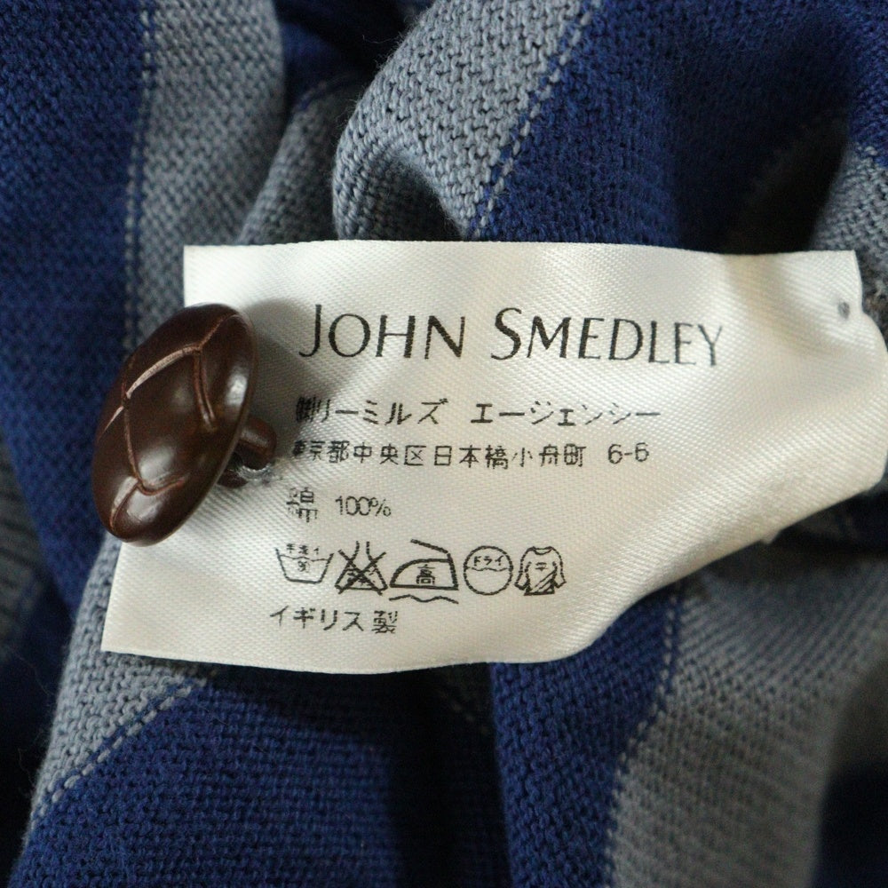 JOHN SMEDLEY(ジョンスメドレー) UK製 ボーダー コットンニット セーター ブルー