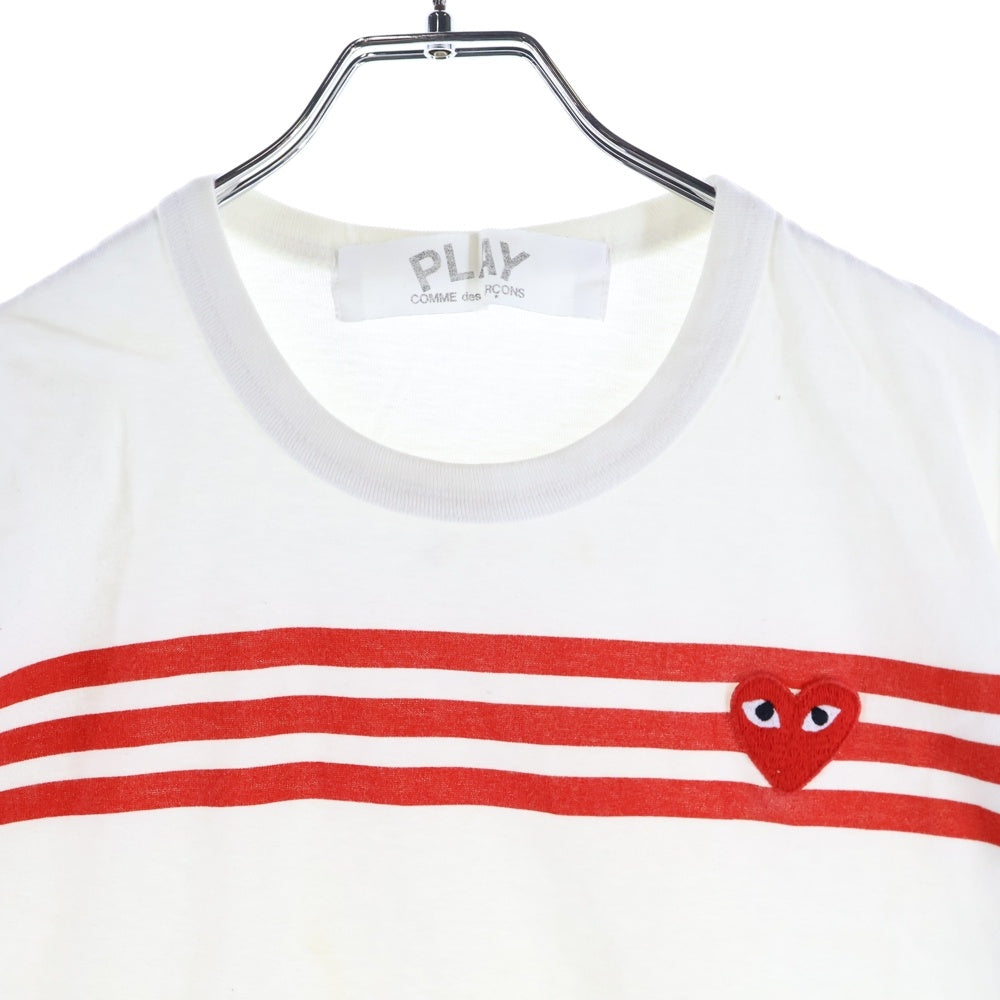 PLAY COMME des GARCONS(プレイコムデギャルソン) AD2004 ハートロゴ コットン クルーネック 半袖Tシャツ カットソー ホワイト/レッド AZ-T024