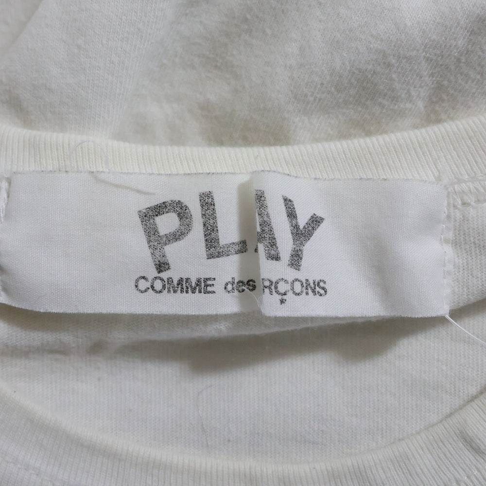 PLAY COMME des GARCONS(プレイコムデギャルソン) AD2004 ハートロゴ コットン クルーネック 半袖Tシャツ カットソー ホワイト/レッド AZ-T024