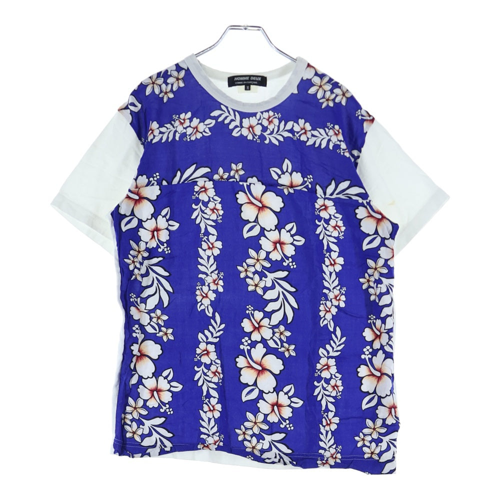 COMME des GARCONS HOMME DEUX(コムデギャルソン オムドゥ) 14SS AD2013 ボタニカルプリント コットン クルーネック 半袖Tシャツ ブルー/ホワイト DM-T004