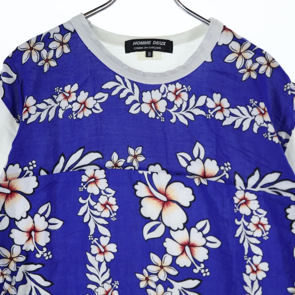 COMME des GARCONS HOMME DEUX(コムデギャルソン オムドゥ) 14SS AD2013 ボタニカルプリント コットン クルーネック 半袖Tシャツ ブルー/ホワイト DM-T004