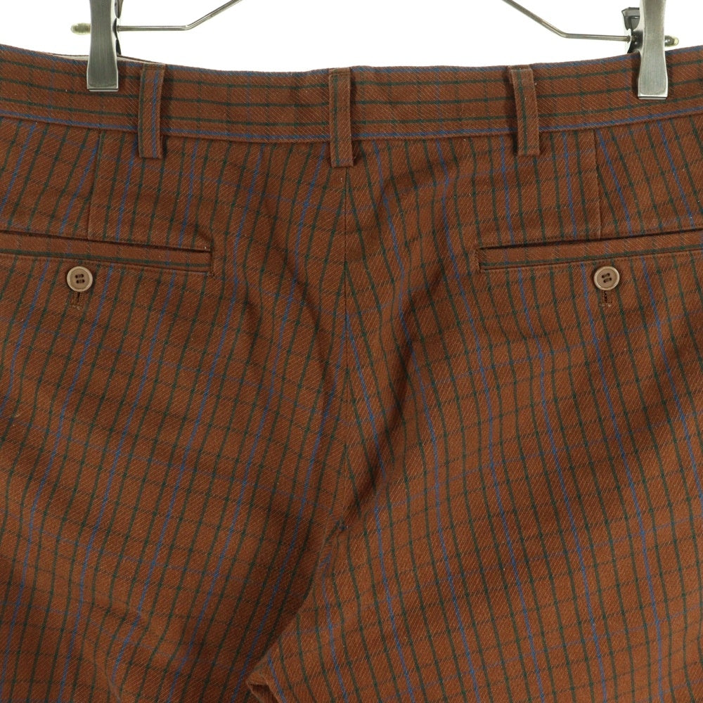 JUNYA WATANABE COMME des GARCONS(ジュンヤワタナベ コムデギャルソン) 03SS AD2002 チェック柄 コットンポリ ノータックショーツ ハーフパンツ ブラウン WI-P078