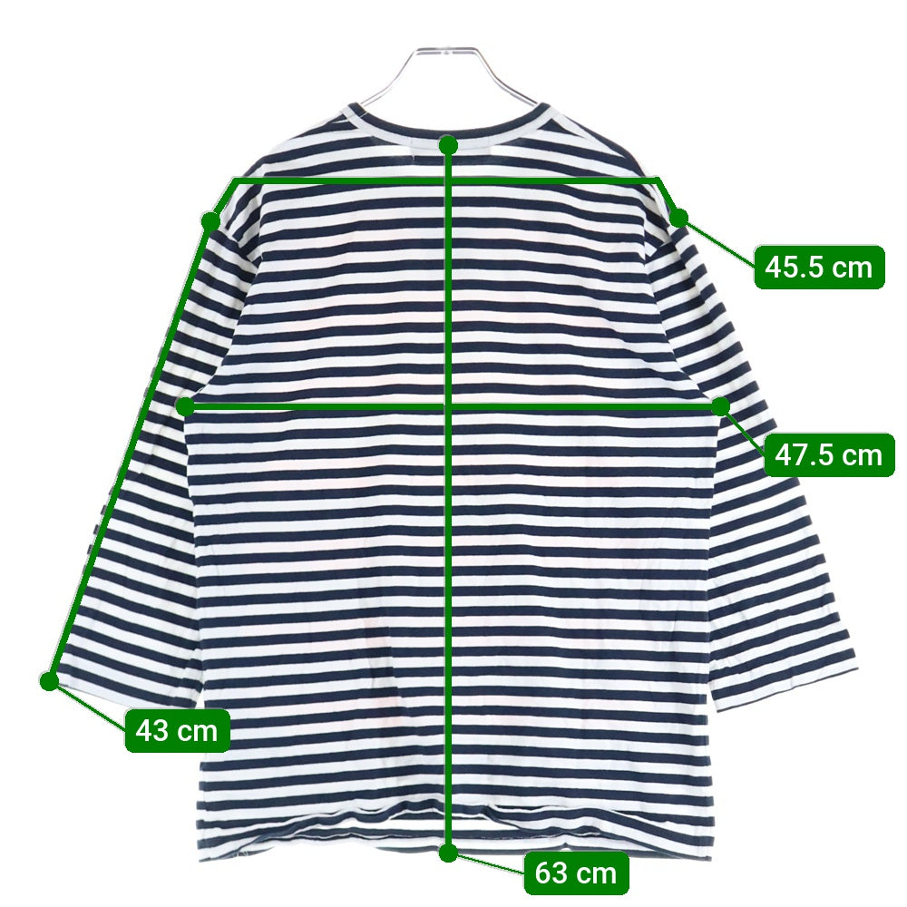 GOOD DESIGN SHOP COMME des GARCONS(グッドデザインショップ コムデギャルソン) AD2013 ドッキングボーダー コットン クルーネック 七分袖Tシャツ カットソー ネイビー/ホワイト/ピンク IK-T018