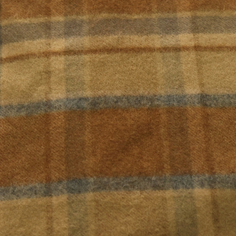 Johnstons Of Elgin(ジョンストンズ オブ エルガン) スコットランド製 チェック柄 カシミア フリンジマフラー ストール ブラウン