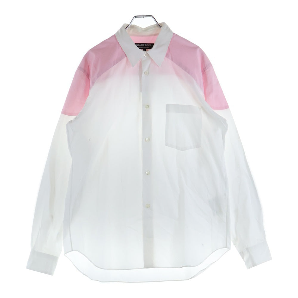 COMME des GARCONS HOMME DEUX(コムデギャルソン オムドゥ) 15AW AD2015 カラーヨーク コットン 長袖シャツ ピンク/ホワイト DP-B059