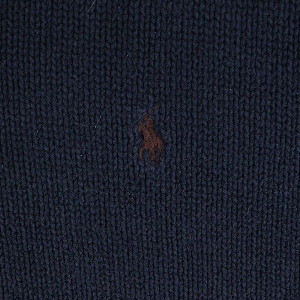POLO RALPH LAUREN(ポロラルフローレン) スモールポニー刺繍 Vネック コットンニットベスト ネイビー
