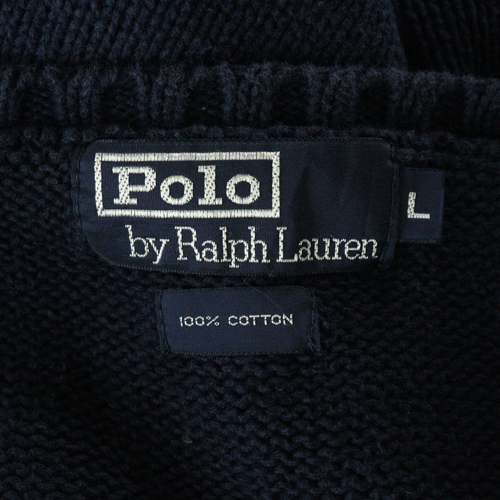 POLO RALPH LAUREN(ポロラルフローレン) スモールポニー刺繍 Vネック コットンニットベスト ネイビー