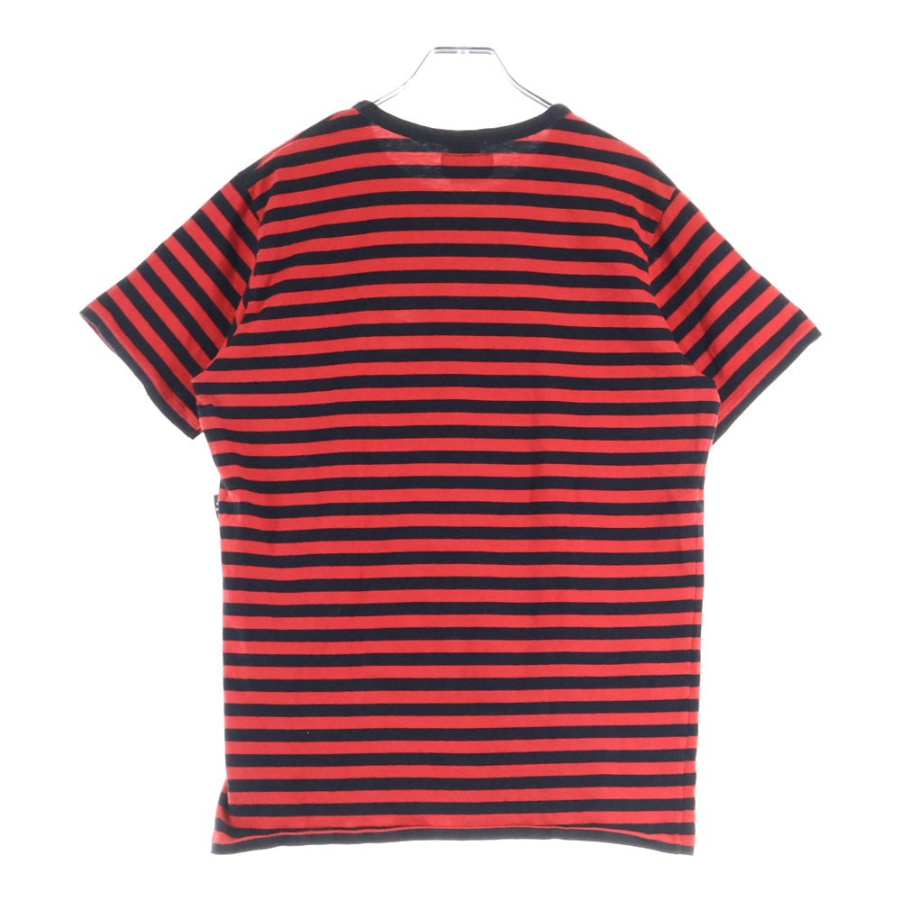 agnes b. homme(アニエスベーオム) 日本製 コットン ボーダー 半袖Tシャツ カットソー レッド/ブラック 2109-3512