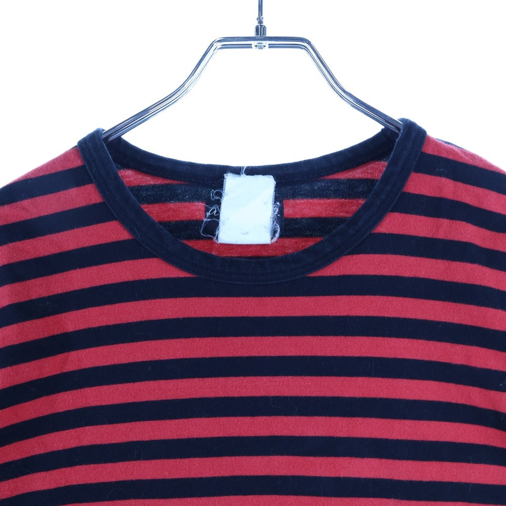 agnes b. homme(アニエスベーオム) 日本製 コットン ボーダー 半袖Tシャツ カットソー レッド/ブラック 2109-3512