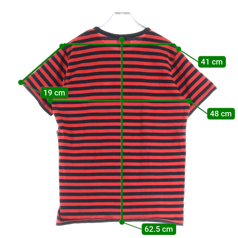 agnes b. homme(アニエスベーオム) 日本製 コットン ボーダー 半袖Tシャツ カットソー レッド/ブラック 2109-3512