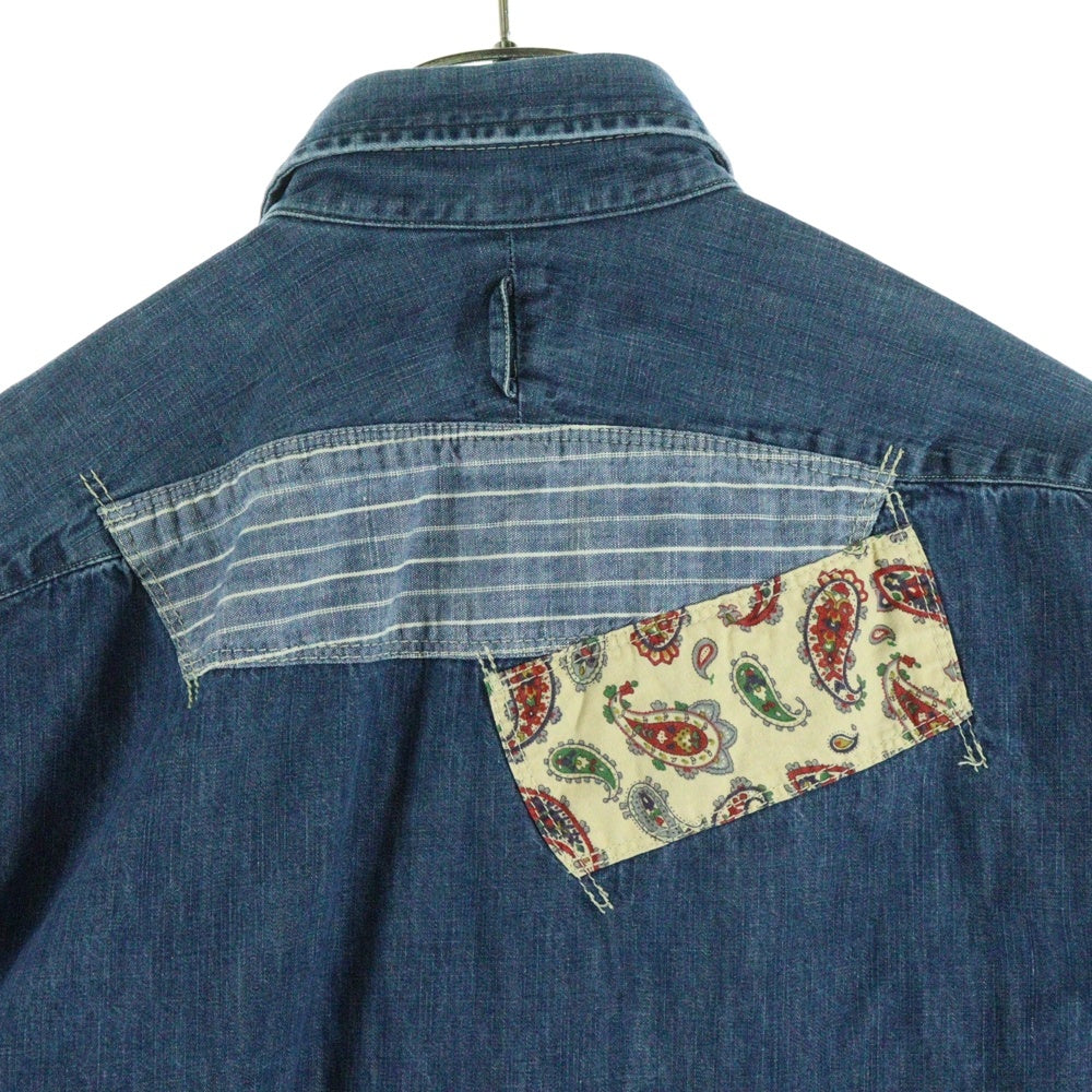JUNYA WATANABE COMME des GARCONS(ジュンヤワタナベ コムデギャルソン) 12SS AD2011 パッチワークデザイン リネン混デニム 長袖シャツ インディゴ WI-B011
