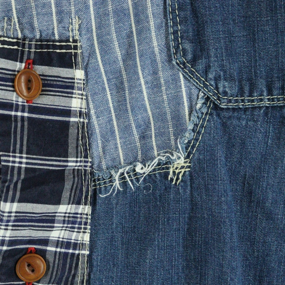 JUNYA WATANABE COMME des GARCONS(ジュンヤワタナベ コムデギャルソン) 12SS AD2011 パッチワークデザイン リネン混デニム 長袖シャツ インディゴ WI-B011