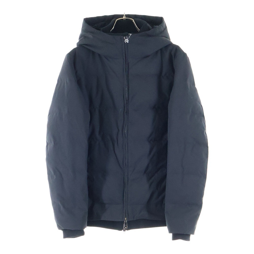 AKM(エーケーエム) スタンドネック レイヤード ナイロン フーデッド ダウンジャケット パーカー ブラック AS0-829