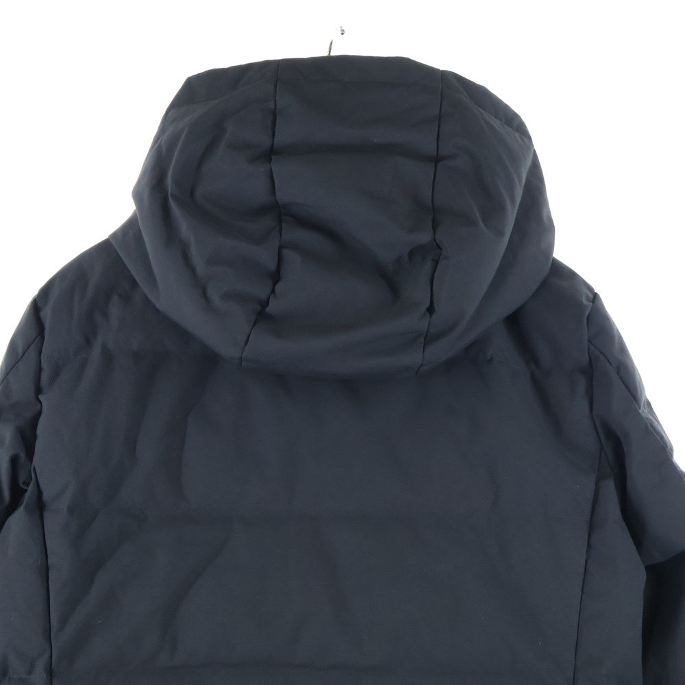 AKM(エーケーエム) スタンドネック レイヤード ナイロン フーデッド ダウンジャケット パーカー ブラック AS0-829