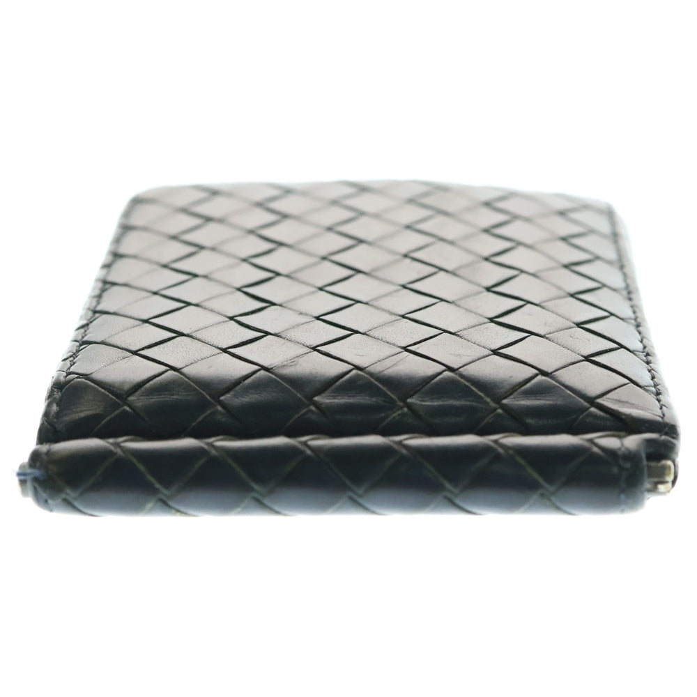 BOTTEGA VENETA(ボッテガヴェネタ) イントレチャート マネークリップ付き レザーウォレット 二つ折り財布 ネイビー