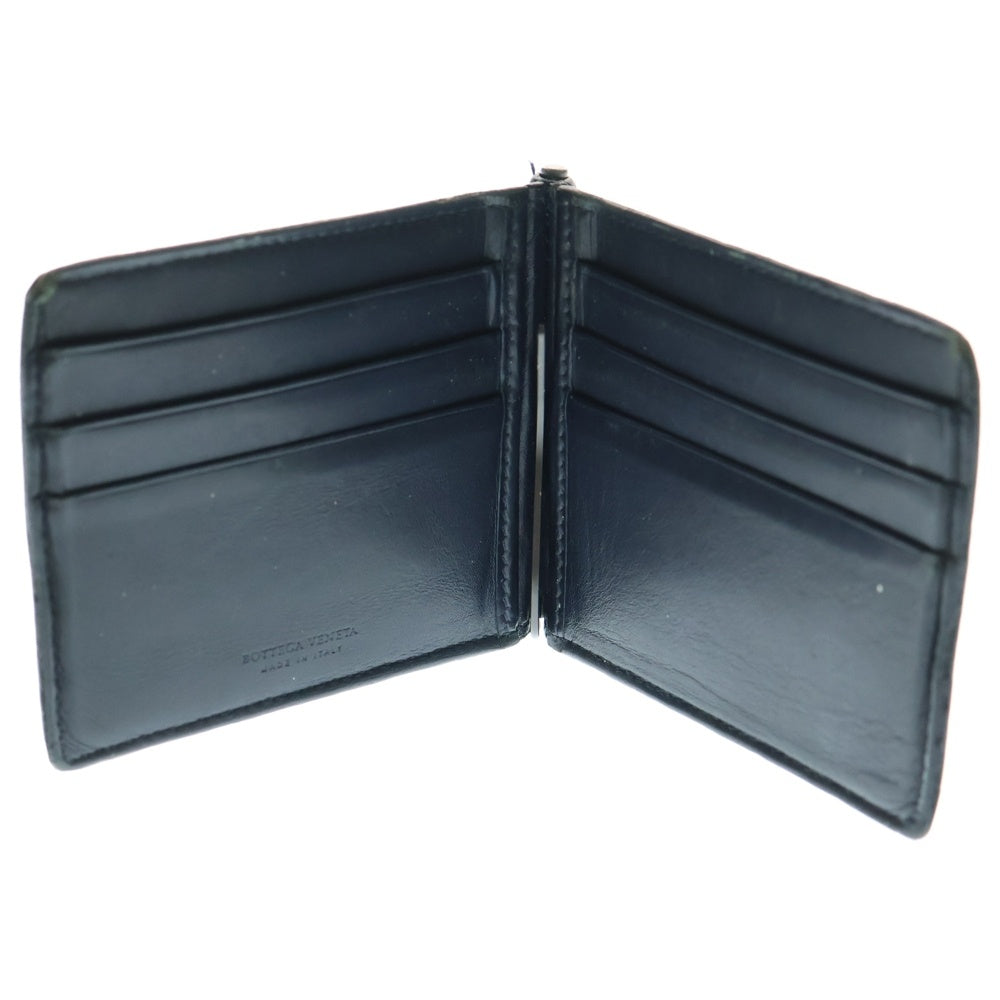 BOTTEGA VENETA(ボッテガヴェネタ) イントレチャート マネークリップ付き レザーウォレット 二つ折り財布 ネイビー