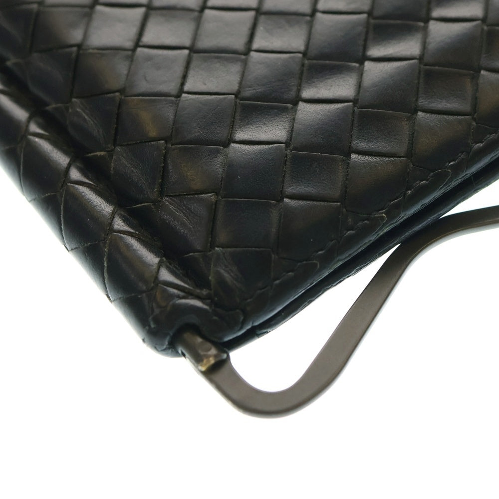 BOTTEGA VENETA(ボッテガヴェネタ) イントレチャート マネークリップ付き レザーウォレット 二つ折り財布 ネイビー