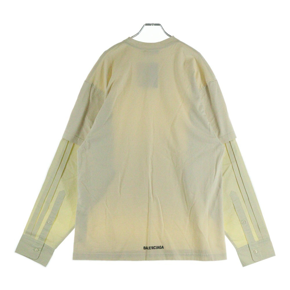 BALENCIAGA(バレンシアガ) LAYERED LONG SLEEVE SHIRT レイヤード ロングスリーブ ドッキング 長袖Tシャツ カットソー アイボリー 698631 TLVF3