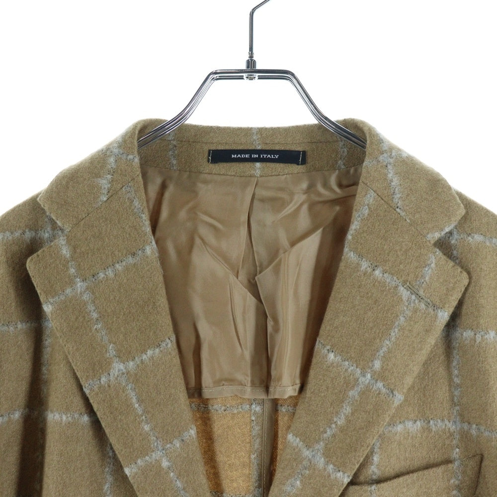 TAGLIATORE(タリアトーレ) ブロックチェック ノッチドラペル ウール 2B テーラードジャケット ベージュ 1SVF22K